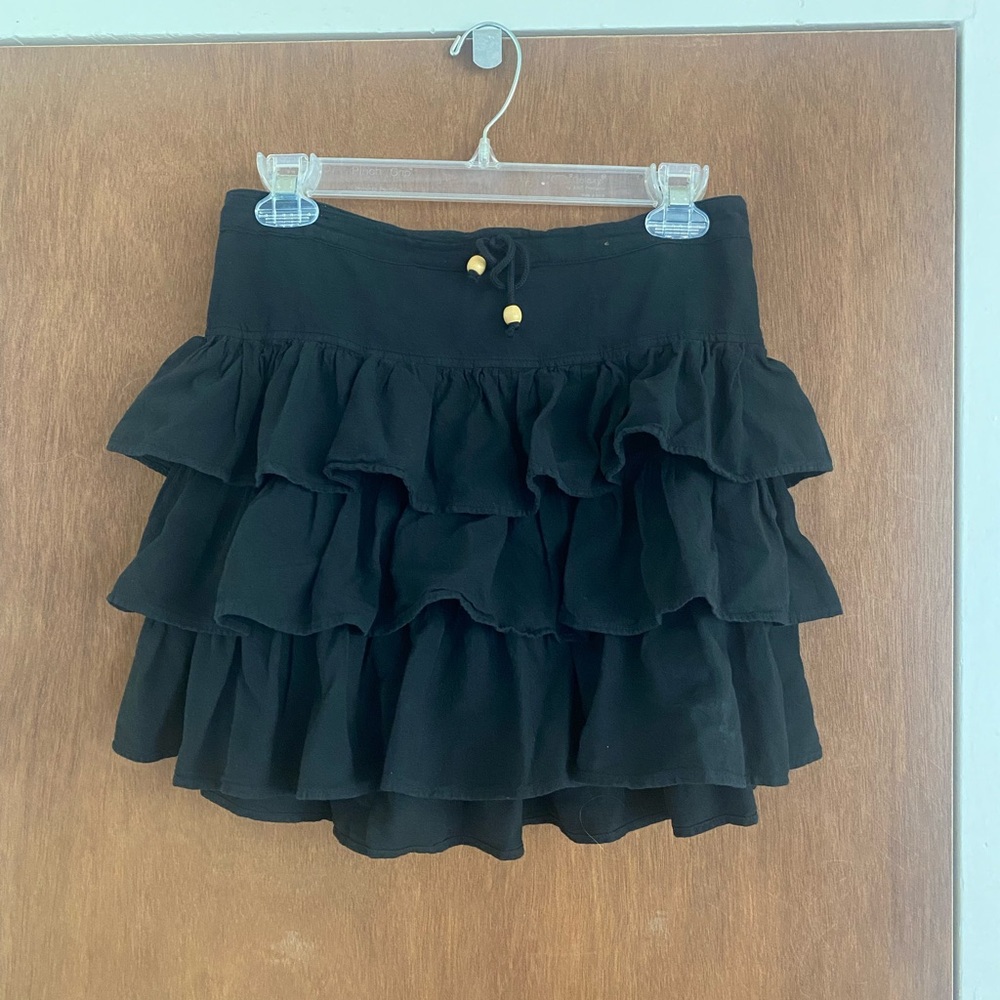 Organic Peruvian Cotton Black Ruffled Skirt